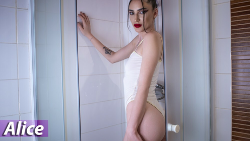 Brunette Skinny Teen Playing With Her Pussy in The Shower