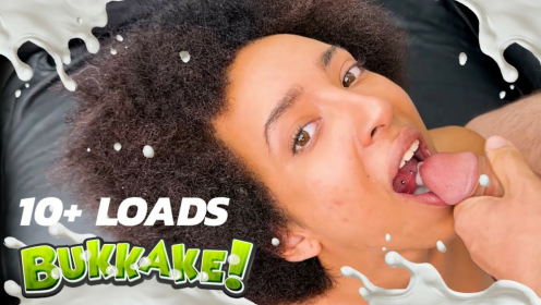 Funky Black Teen Swallows Cum At The Bukkake
