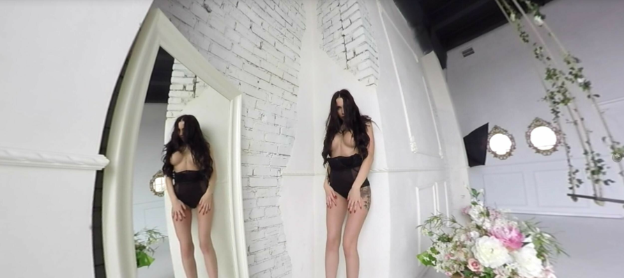 KiraQ Tattooed Brunette Strips in Sexy VR - Image 3