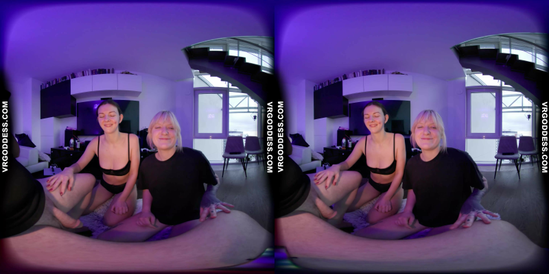 Rebeka Ruby & Brilla in Hot Double Blowjob VR - Image 1