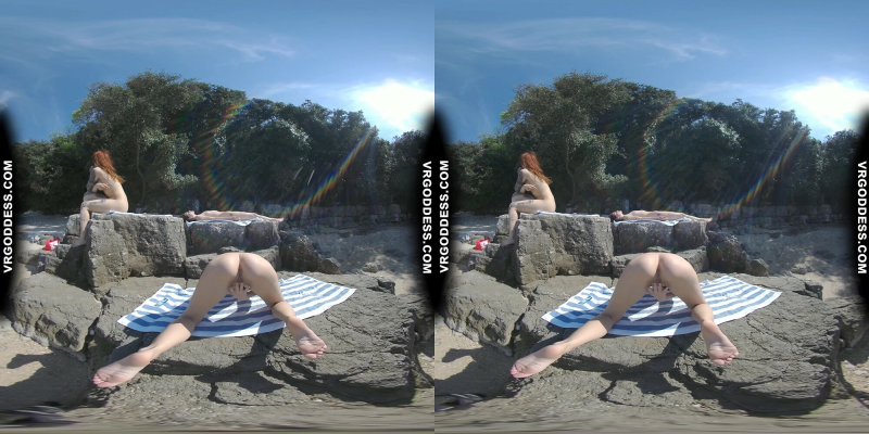 Rebeka Ruby Wild Nude Beach Dildo Adventure - Image 7