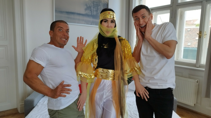 Exotic Genie Lady Dee in Wild Creampie Threesome - Image 1