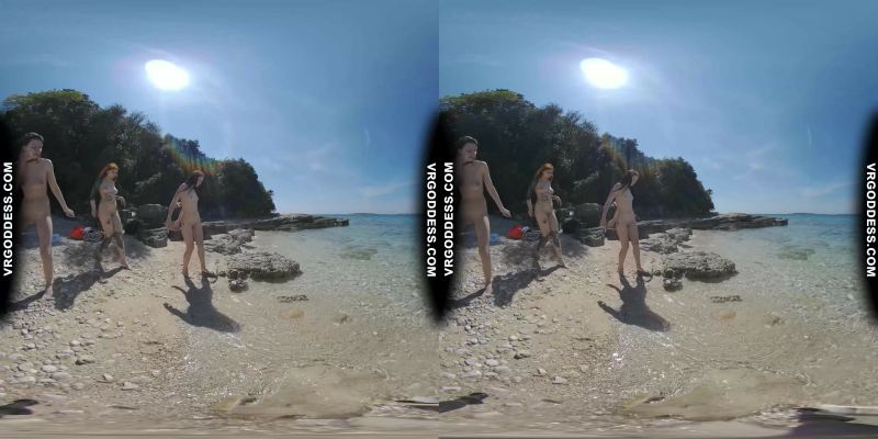 3 Babes Naked On Vacation Beach Picnic Playing Frisbee Searching For Shells And Bubble - Image 1